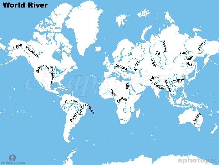 Map Of World Rivers And Seas Map Of World